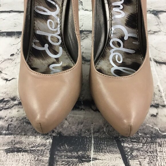 Sam Edelman Roza Heels Pumps 6.5 Spike Tan Leather Shoes Rare Flaw - Picture 4 of 10